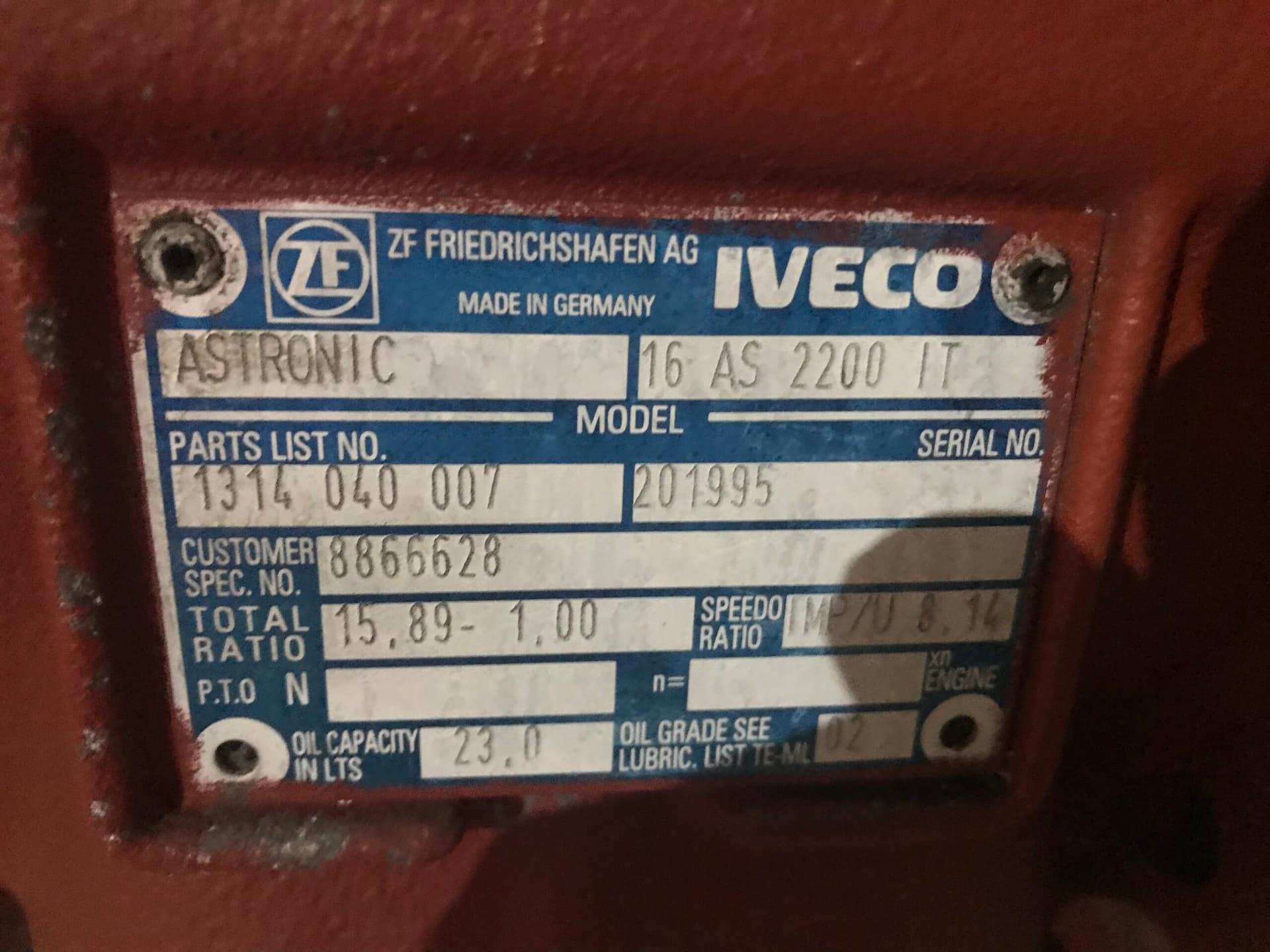 CUTIE DE VITEZE IVECO 8866628 AUTOMATA 16 AS 2200 IT R=15,89-1,00 CU INTARDER – imagine 3